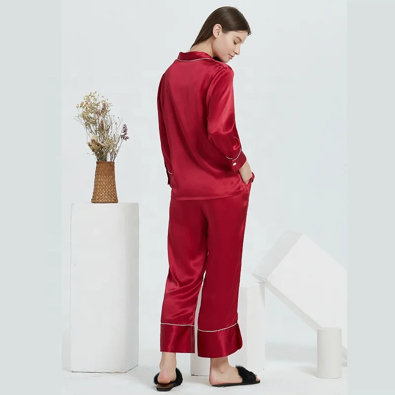 Anti-bacterial and moisture absorption friendly 100% 6A grade mulberry silk 19mm charmeuse satin homewear,sleepwear,pajamas set