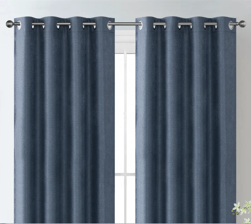 Panels Curtain Wholesale Product High Quality Fabric New 100% Polyester Three Layers with Black Yarn Flat Window 100 Pieces Rope