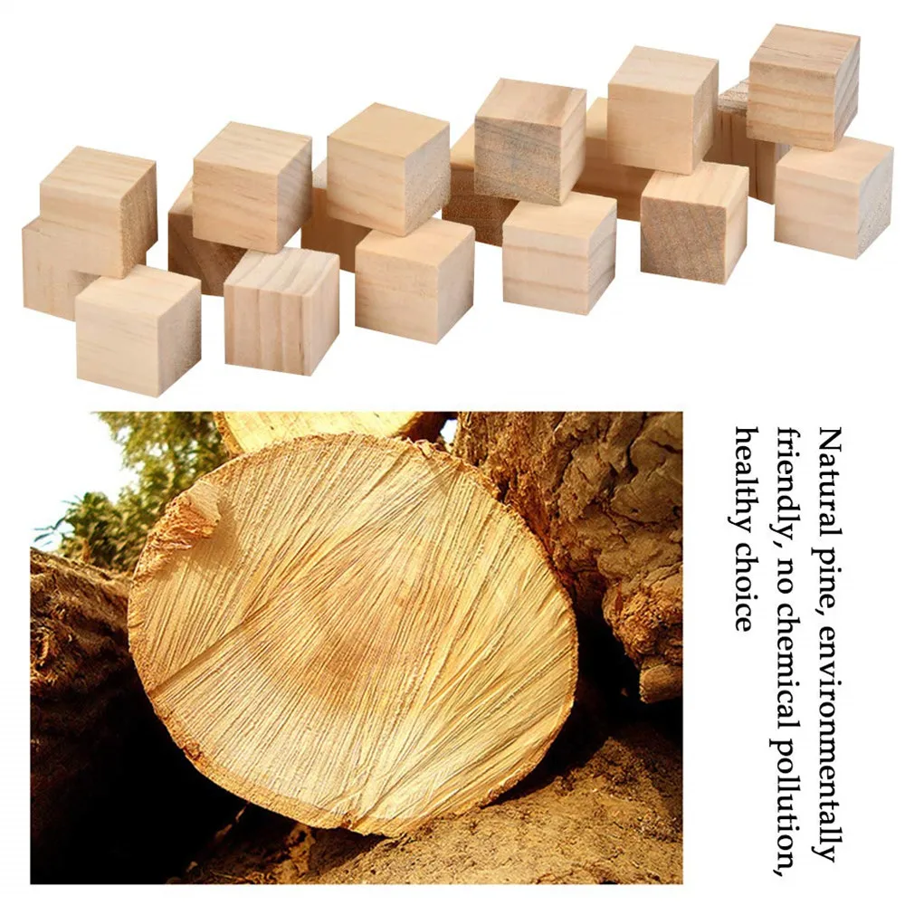50Pcs 1.5 inch Wooden Cubes Unfinished Wood Blocks for Crafts, Solid Wood Square Cubes Blocks or DIY Decor Projects