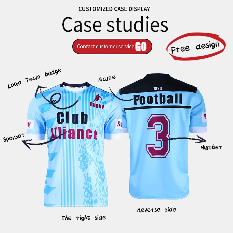 Custom Rugby Football Wear China Supplier League Rugby Jersey Shirt Customized Sublimation Print Rugby Uniform Full Kit for Men