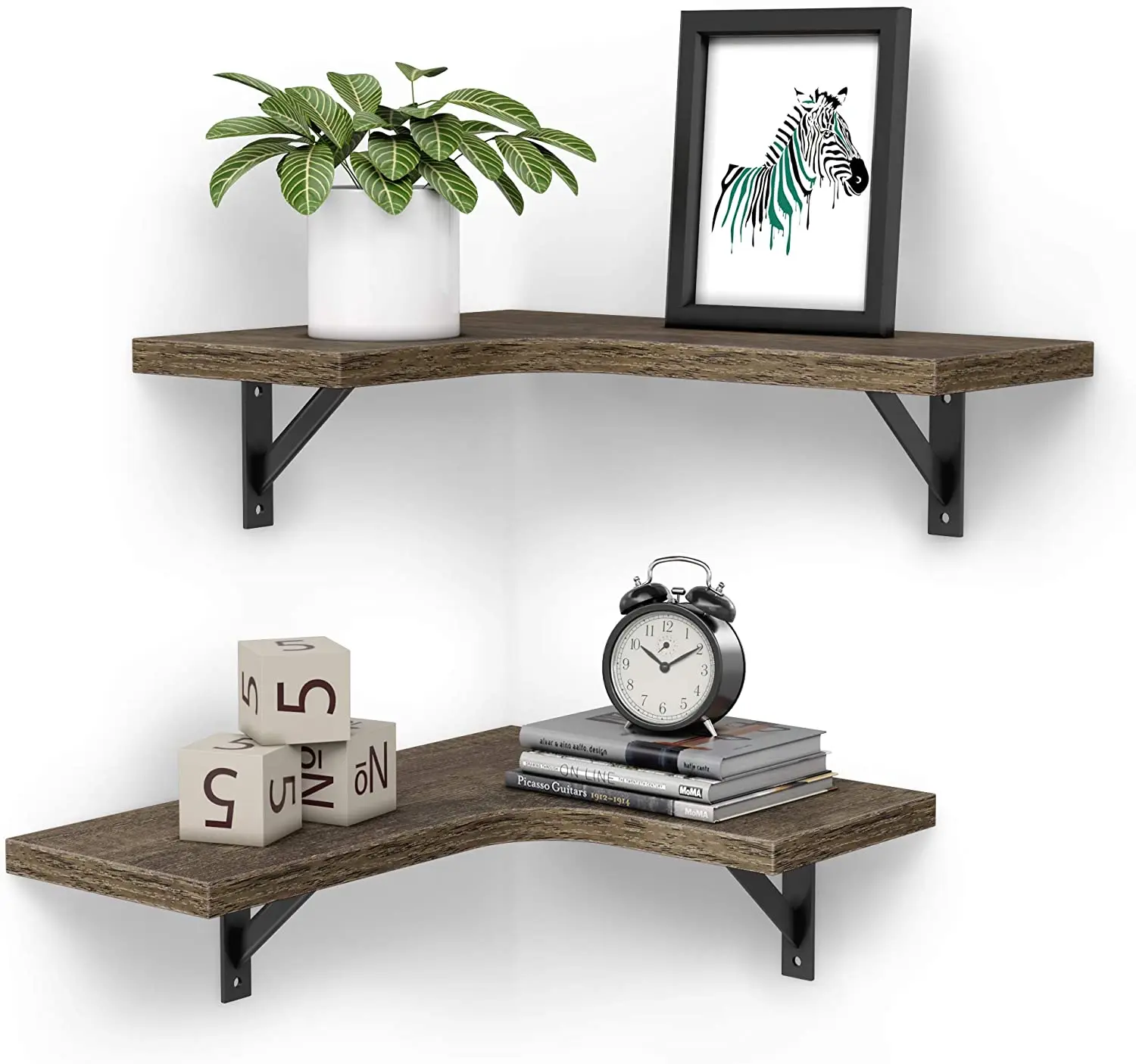 Corner Shelf Wall Mounted, Set of 2 Corner Shelves for Wall, Rustic Wood Corner Shelves, Decoration