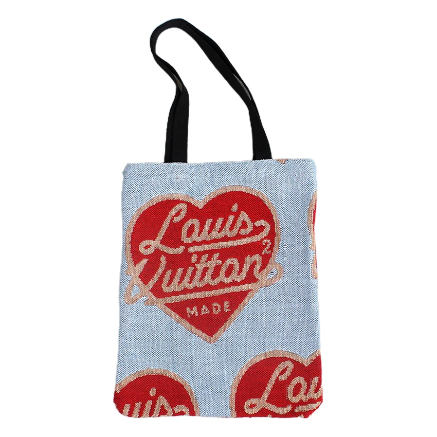 DT Custom woven tapestry tote bag Anime woven blanket fabric shopping bag