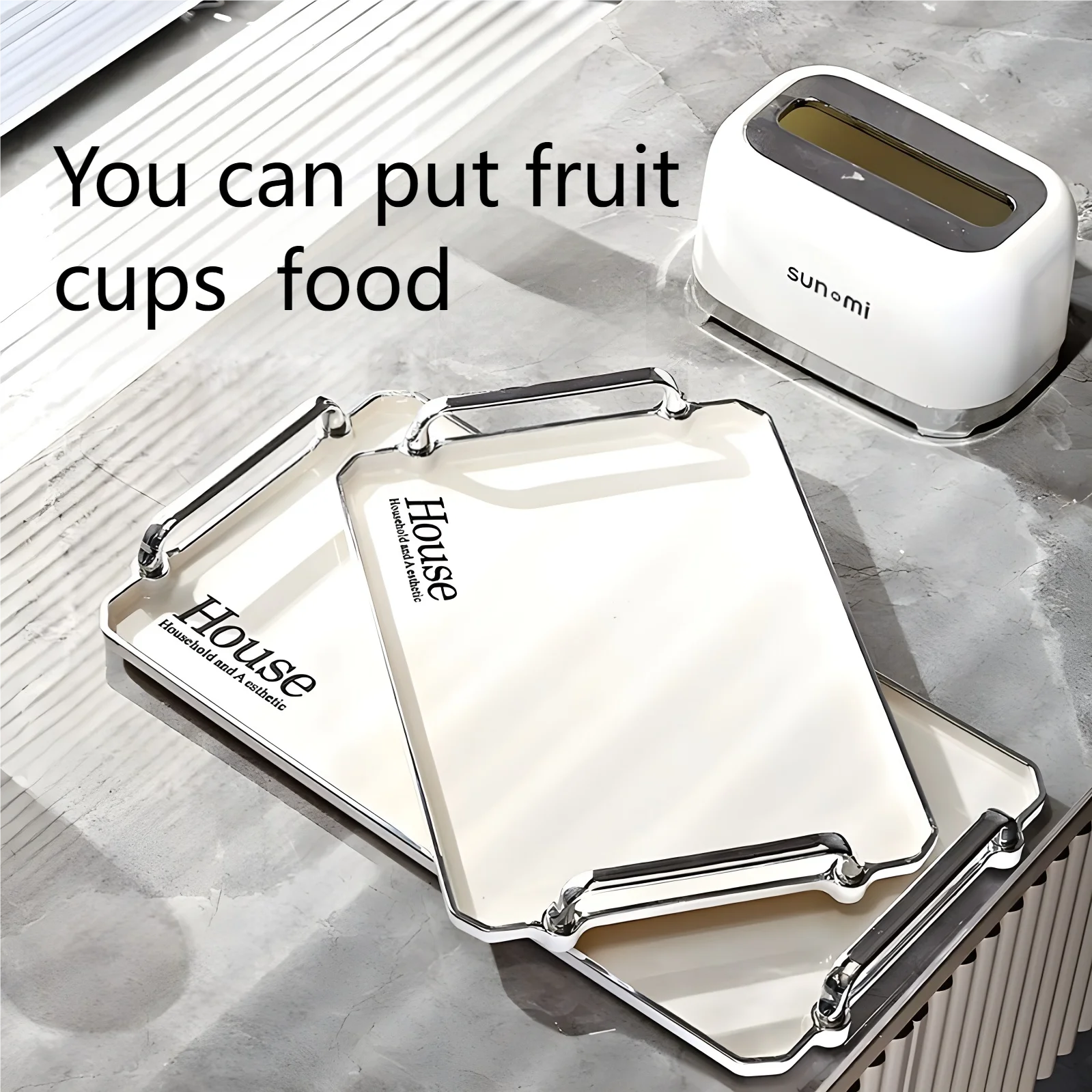 Light luxury tray rectangular new home plate snack fruit tray water cup tea cup tray