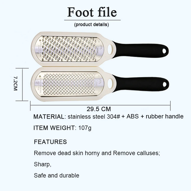 Stainless steel rubber handle skin care tool kit foot file tub pedicure
