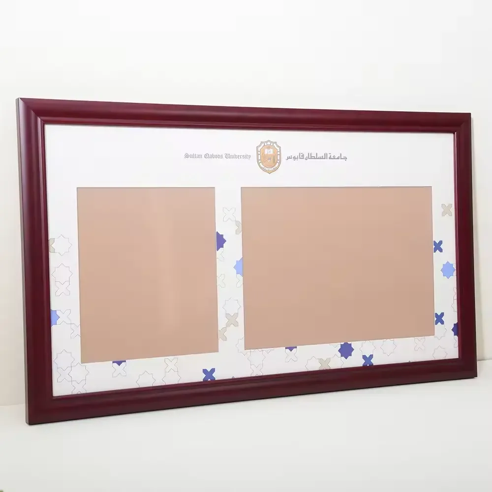 Red Brown Color Solid Wood Document Picture Diploma Certificate Frame  Display on Table or Wall Hanging A4 Size