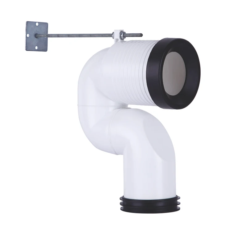 2022 ziax P trap to S trap toilet pan connector 4 inch PP wc connection tube with metal bolts round tube corner connector