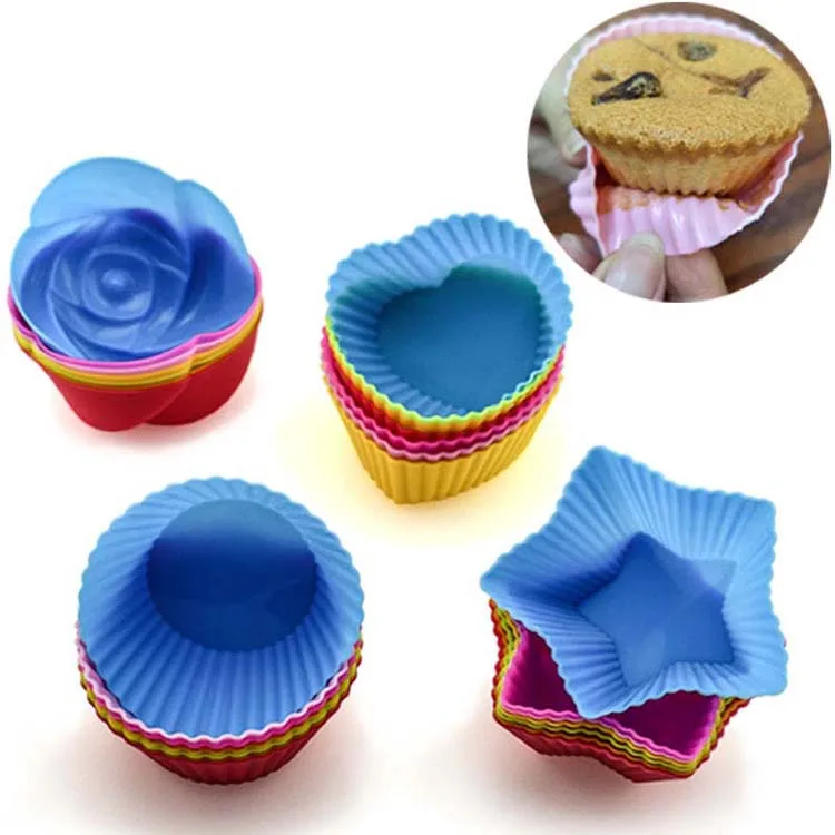Reusable Multi-colors Silicone Muffin Cups 7cm Styles Non-Stick Baking Mold Cupcake Mold