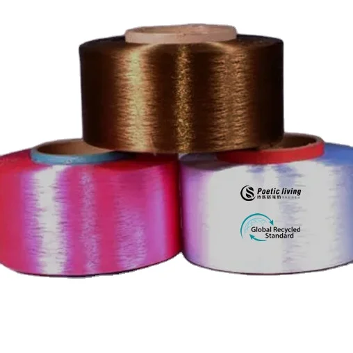 Recycled dope dyed bright FDY eco 100% regenerated polyester filament yarn for fabric