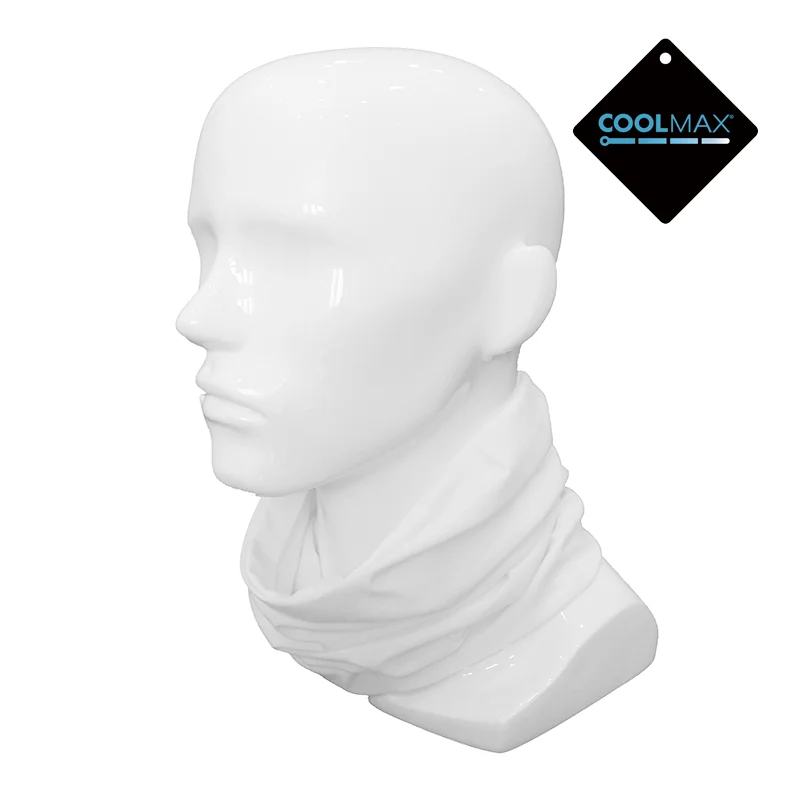 Seamless Solid White Neck Tube Plain Blank COOLMAX Microfiber Bandana Gaiter for Printing