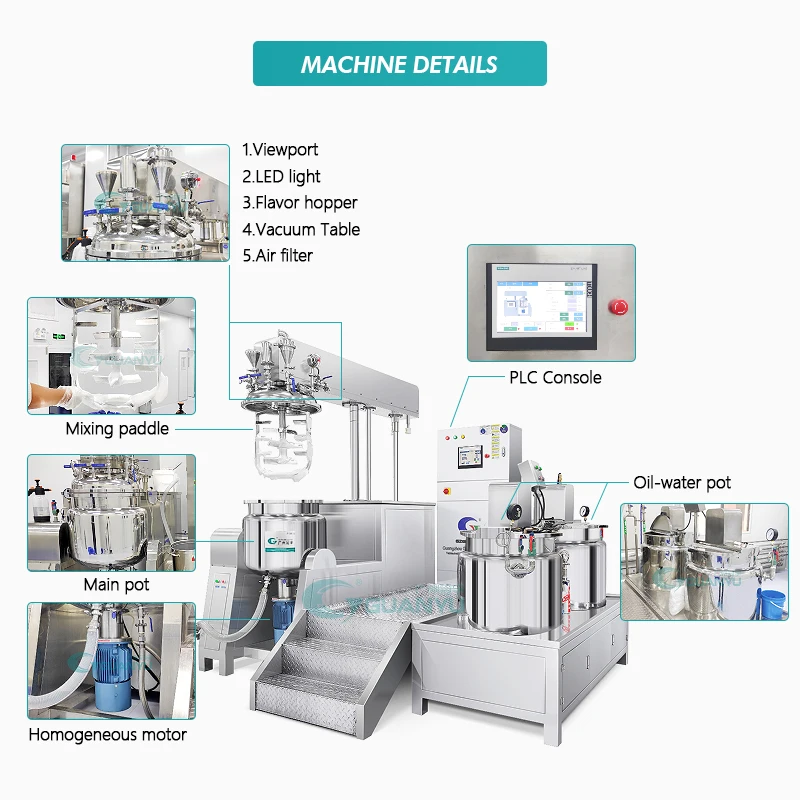GUANYU 200L Stainless Steel Vacuum Homoginizing Mixer Mayonnaise Mixing Machine Ketchup Making Machine Mustard Production Line