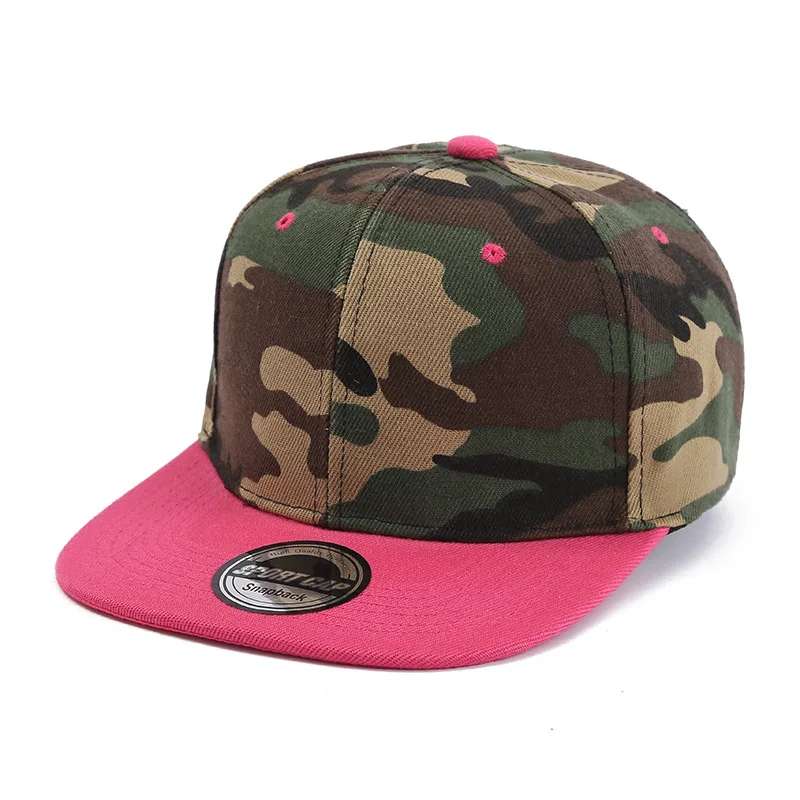 Custom Embroidered Logo Snapback Hat Classic Cotton 6 Panel Flat Bill Baseball Cap Men Camo Hip Hop Sport Snapback Cap