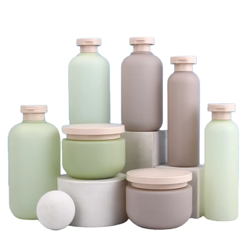 Pricate Label Body Butter 250ml Cosmetic Jar Empty Soap Dispenser Pump Head Cylinder Bottle 500ml hdpe Shampoo Green Gray