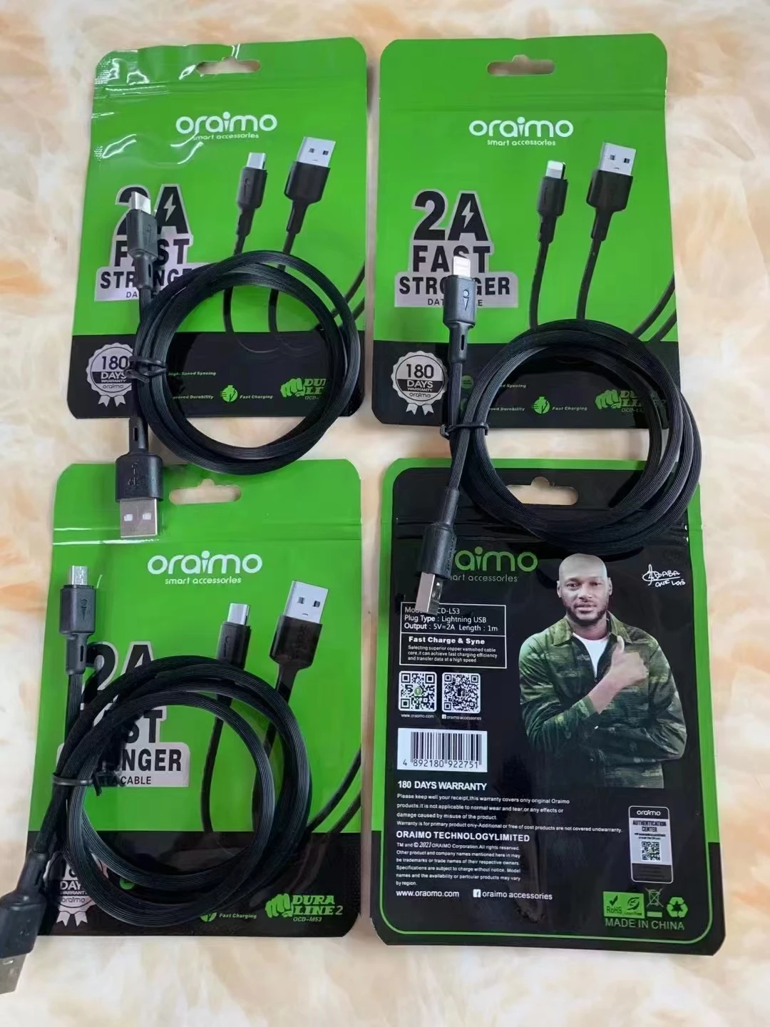 Africa Hot Selling 1A 2A Fast Charging Cable Micro Type C  UK Plug Dual USB Original Travel Mobile Phone Charger Set For Oraimo