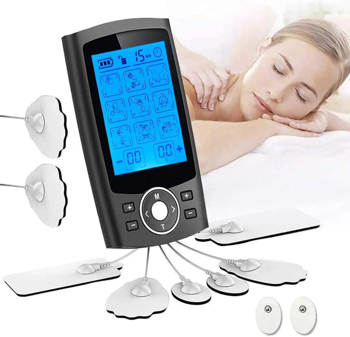 USB Charging 24 Modes Dual Channel Ten Ems Stimulator TENS Physiotherapy Instrument Meridian Pulse Massager