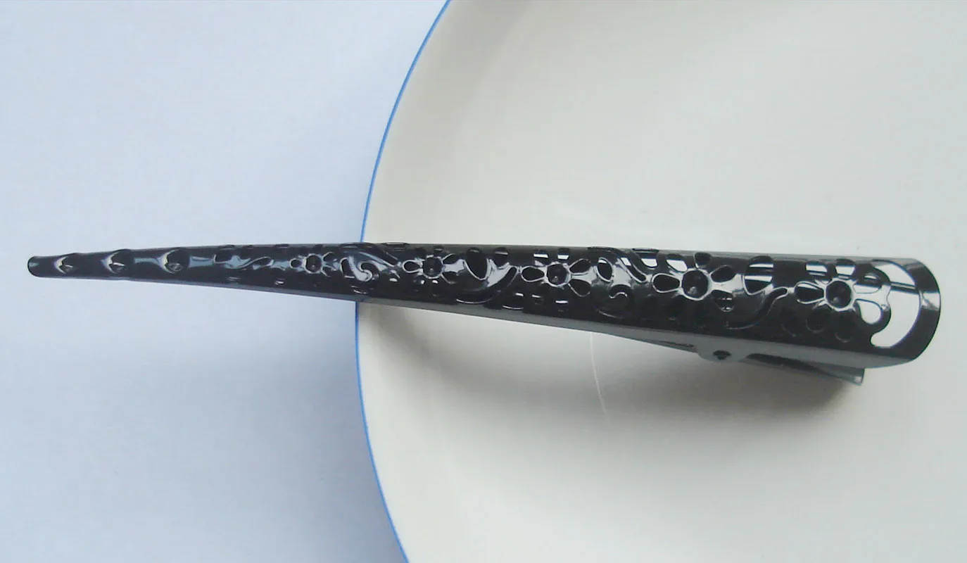 13cm Black Filigree Flower Metal Beak Clip Salon Hair Section Hairpins for Women Hairdressing Large Alligator Hair clip