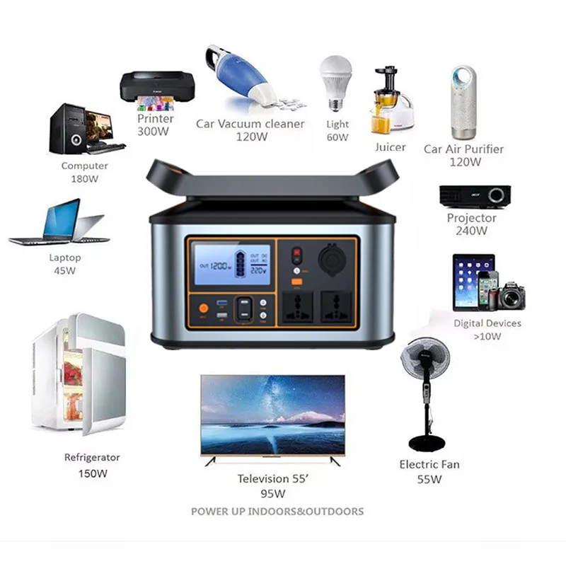 Custom OEM Outdoor 500W 1000w 600w 568wh Charging 1500 1000 Watts 220W Portable Power Banks Power Station
