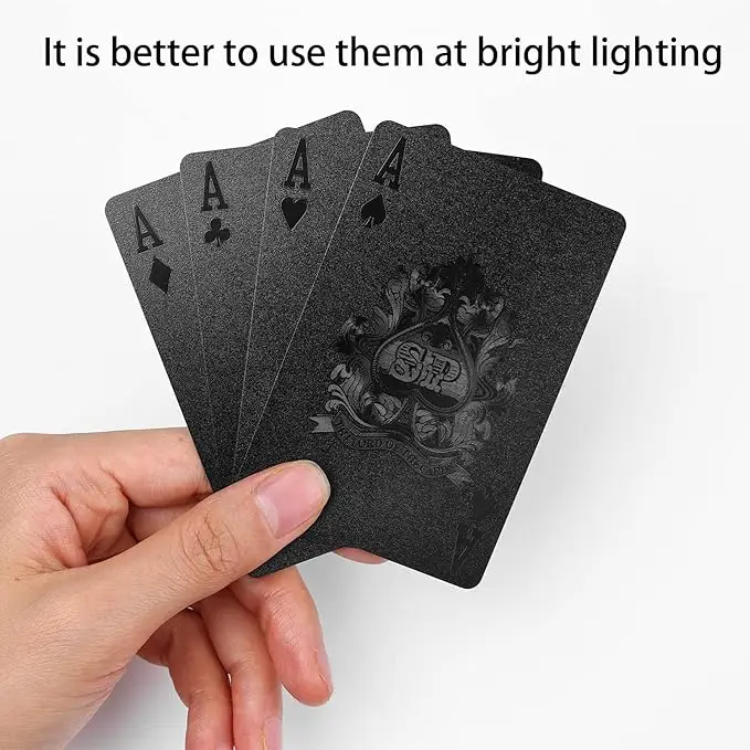 Waterproof Poker Cards and Playing Cards with Custom Logo Flexible Plastic PVC and Classic Black Trick Cards Magic Poker Suit