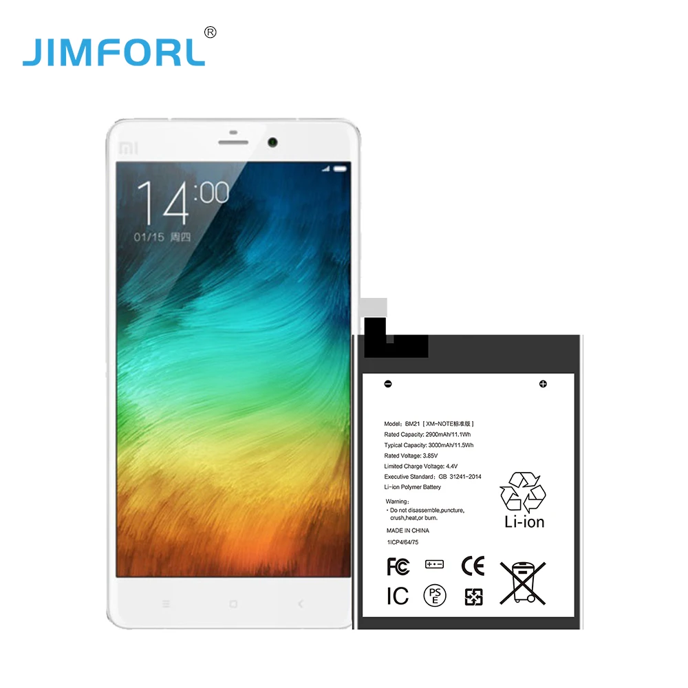 China manufacturer Wholesale price original Replacement Mobile Phone Battery for Xiaomi Note BM21 Battery 2900mAh