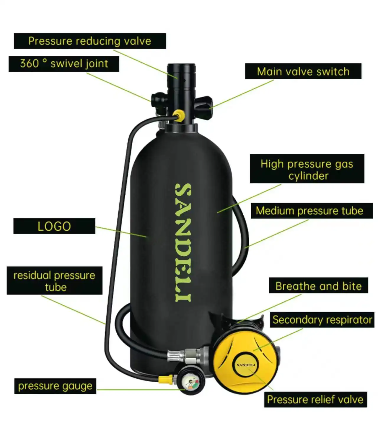 Best selling 4L Spare portable Air Oxygen Cylinder Small mini Diving Equipment Breathing Cylinder For diving