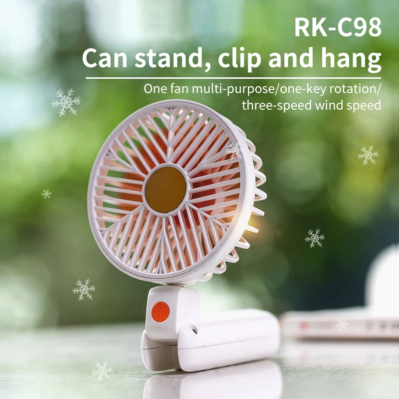 2022 Hot sales RK-C98 Fashion Rechargeable Fan Mini Hand Fan Low noise Adjustable Light weight Custom logo Pocket Fan