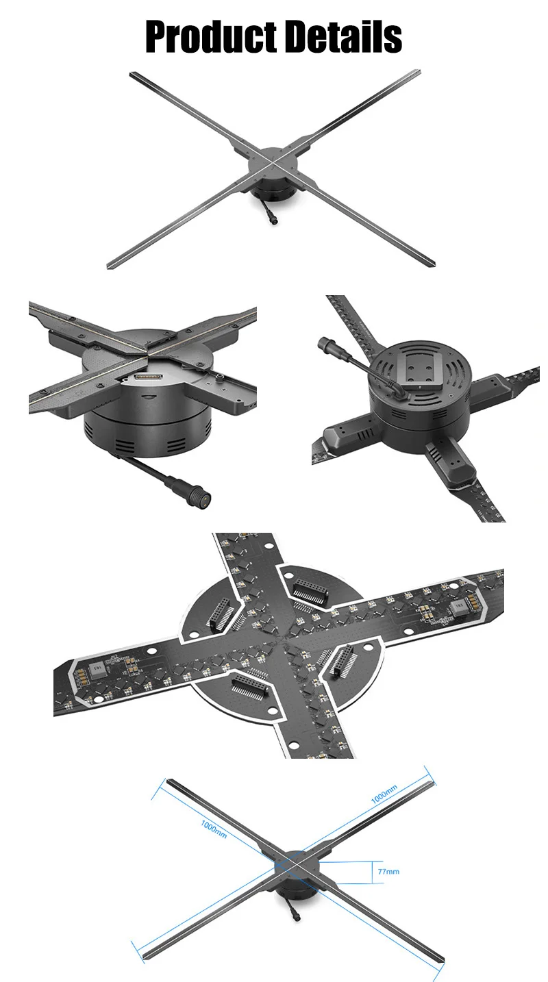 1600*960dpi 72cm Indoor Advertising Hologram 3d Holographic Naked Eyes 3d Led Fan With Wifi App Control