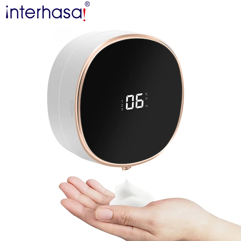 Temperature digital Automatic Touchless foam soap dispenser wall mount modern luxury Waterproof for home kitchen