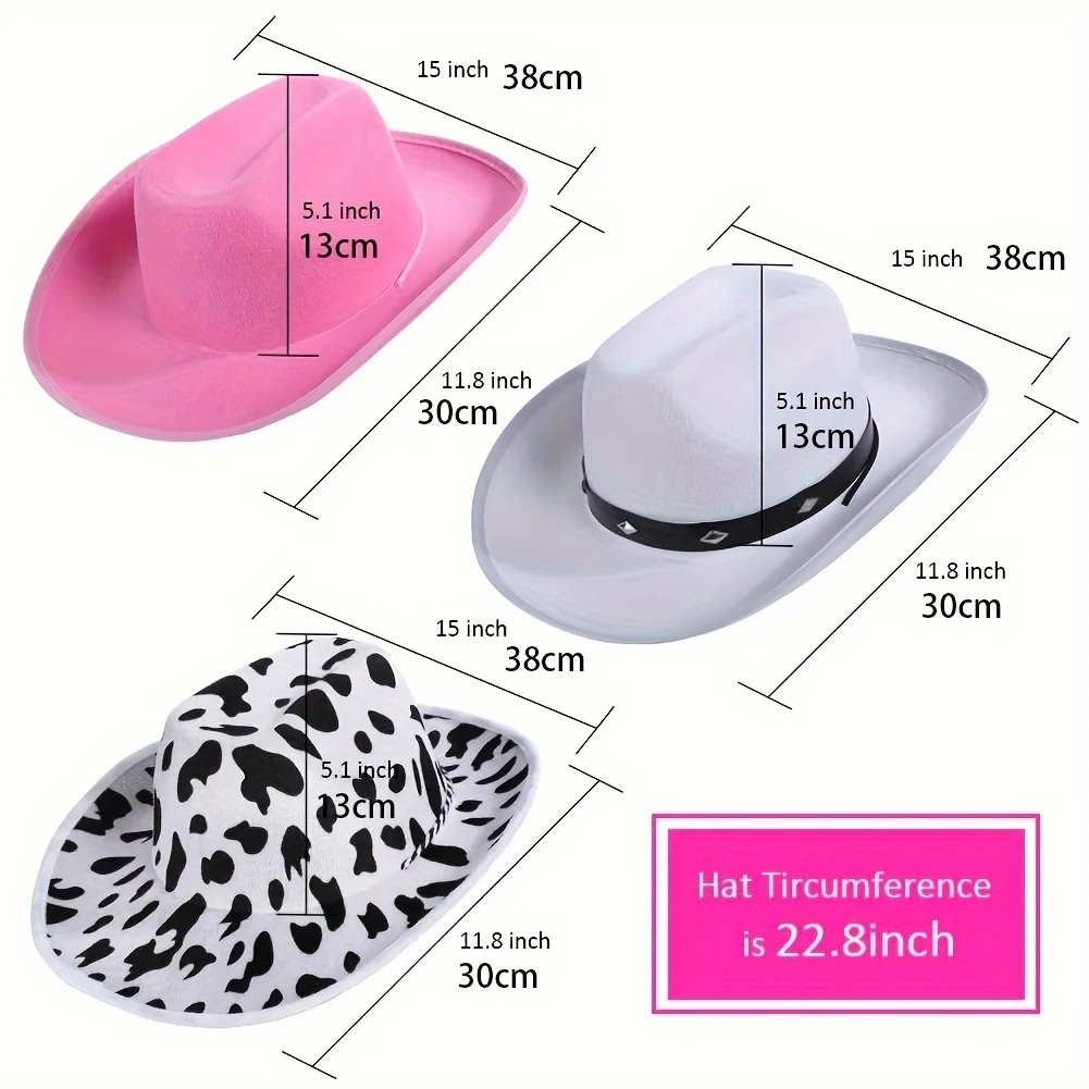 Cowgirl Hat Novelty Western Cowboy Hats With String For Bachelorette Birthday Party Dress-Up Disco Cowgirl Party Decoration