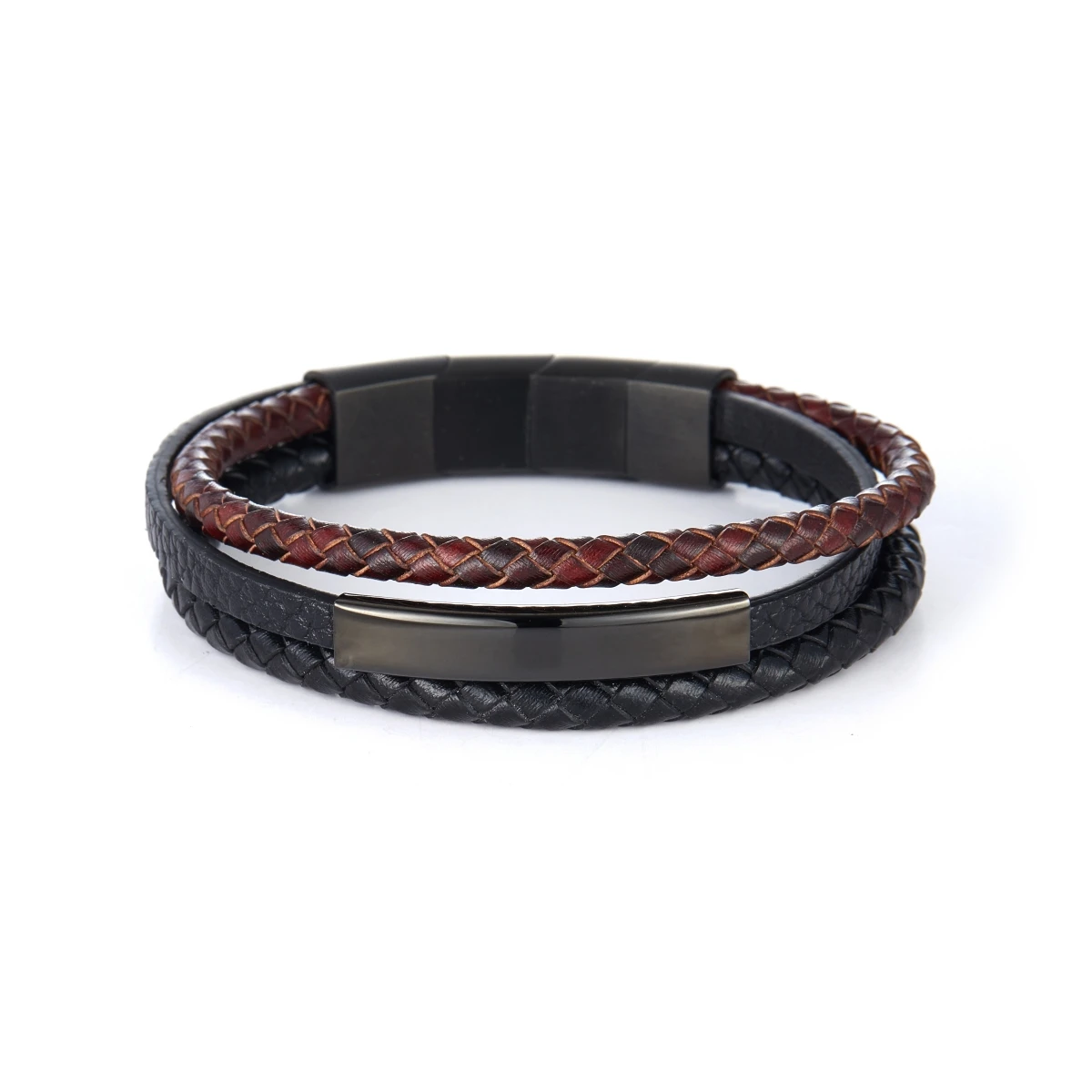 Wholesale Stainless Steel Leather Blank Bar Friendship Bracelets for Women Men Custom Engraved Name Couple Bracelet OEM