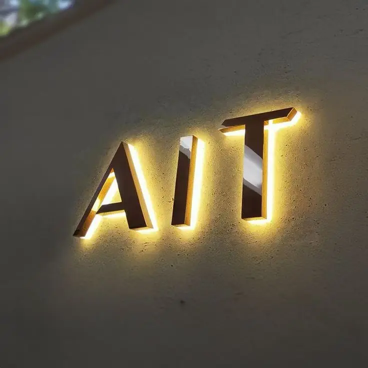 waterproof outdoor signage business name sign customized metal logo Backlit Led Logo Business Signboard