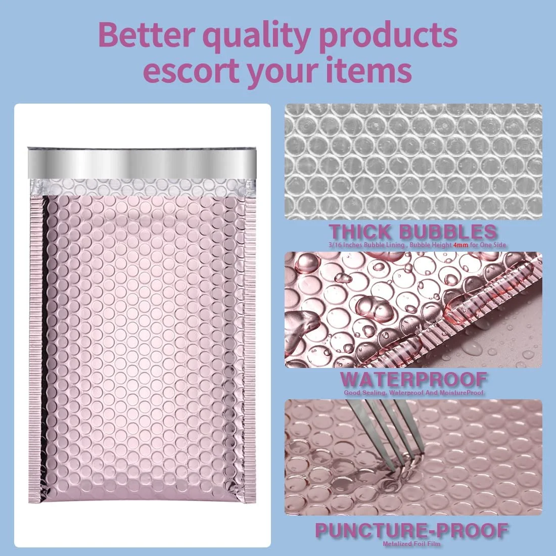 CTCX Custom Mailing TearProof Express Bubble Mailer Air Padded Envelopes Postage Bubble Mailer Bags Metallic Poly Bubble Mailer