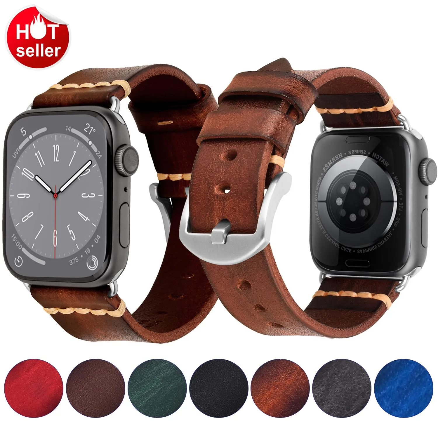 Wholesale Multi Color Quality Fashion 42mm 45mm 49mm Handmade Smart Men Women Straps  Calf Leather Apple Band For Series 678
