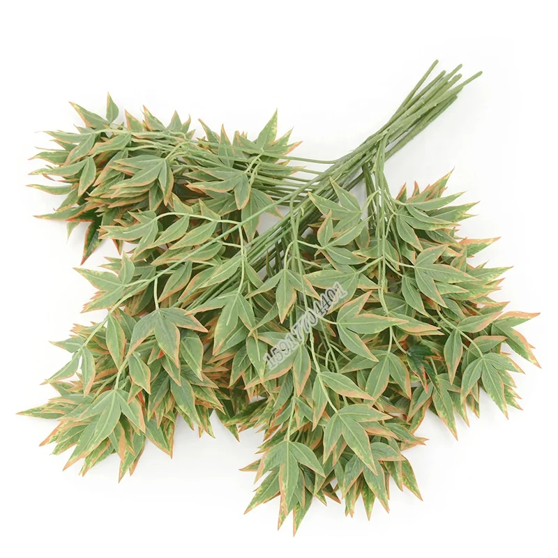 Factory price pvc plant realistic fall leaves Nandina  artificial plant for autumn decoration