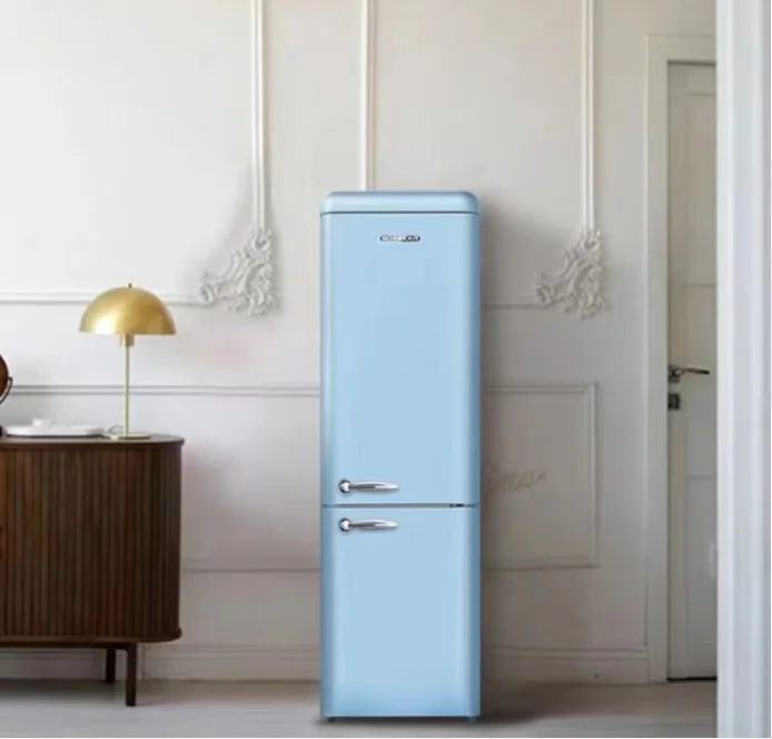 Двухдверный холодильник в европейском стиле ретро с морозильной камерой аренда квартиры большая емкость энергосбережение