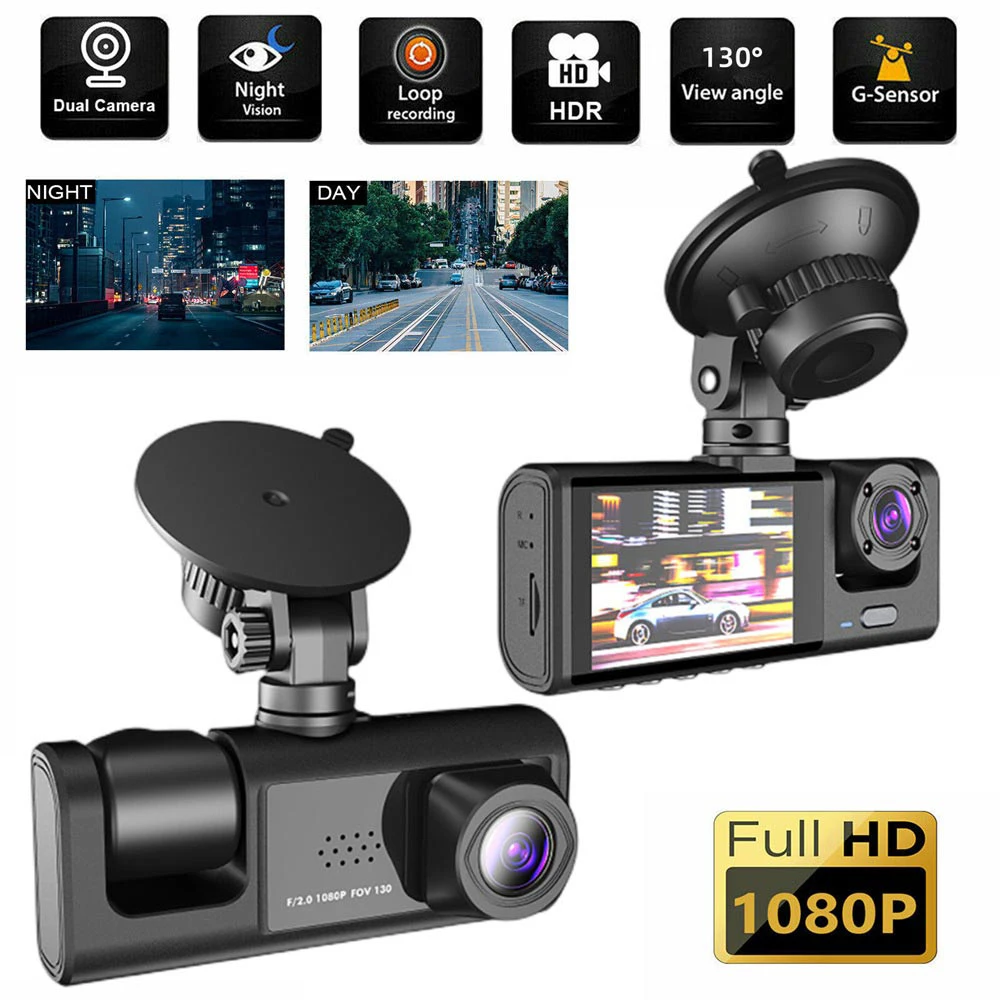 3 Channel Dash Cam for Car Camera Video Recorder Dashcam DVRs Black Box Dual Lens DVR with Rear View Camera 24H Parking Monitor