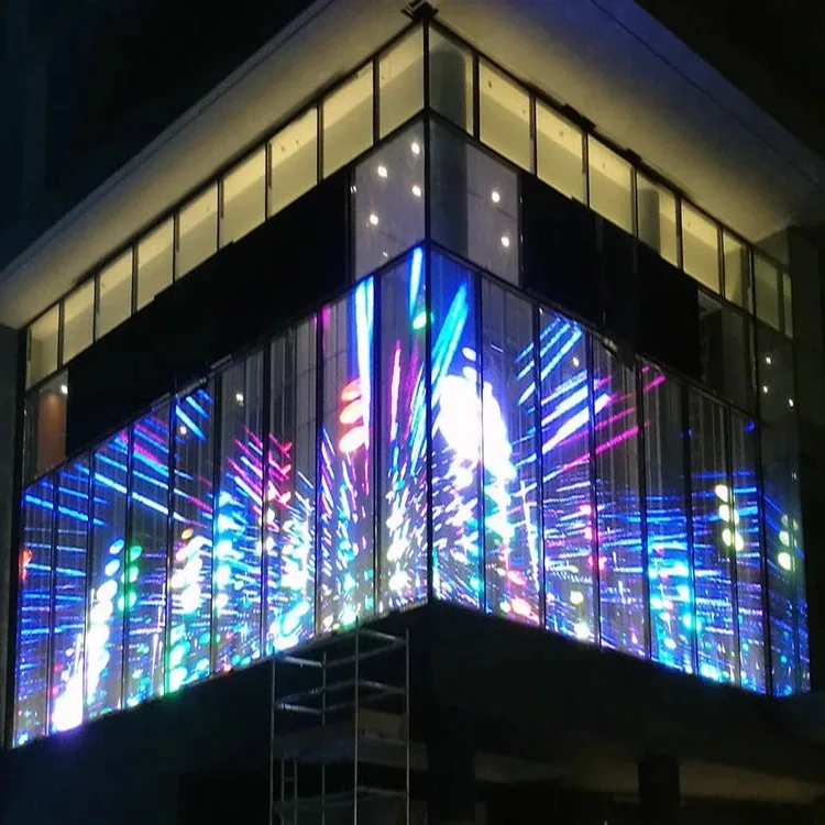 Wholesale indoor led panel screen transparent P2.8-5.6 P3.9-7.8 flexible transparent led mesh screen display