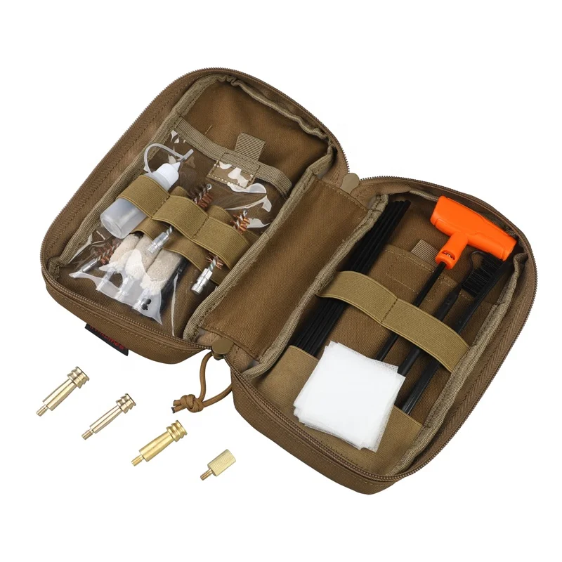 Molle Pouch with Gun Cleaning Kit Bore Brushes Mop Jags Rods Pulling through Cable Patches for Hunting