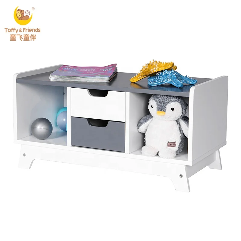 Toffy & Friends Small Wooden TV Stand Storage Cabinet with Drawers