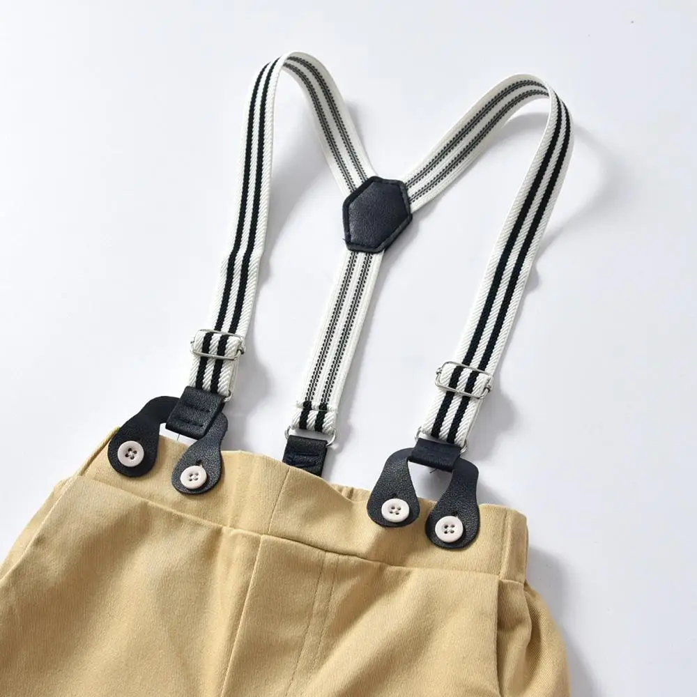 Baby Boys Clothes Sets kids birthday wedding gentleman suit Long Sleeve Bow rompers + Suspenders Pants Newborn Boy 2PCS Outfits