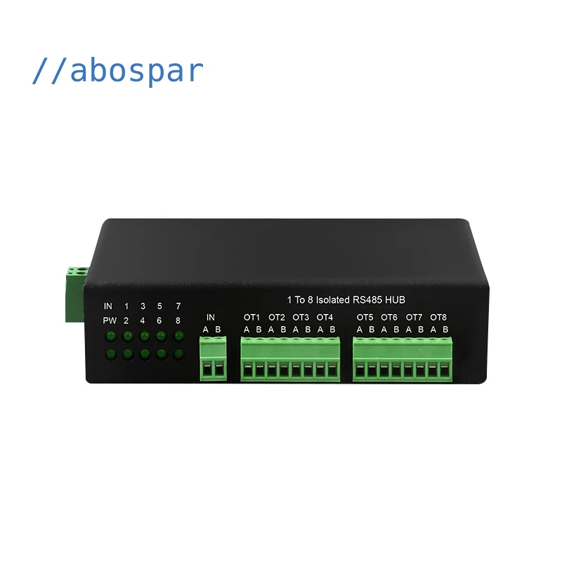 AS-HUB108 8-port DIN-Rail RS485 Repeater Isolated RS485 Hub isolation repeater converter