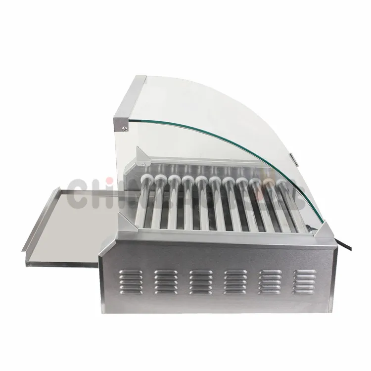 Large Size Stainless Steel 11 Roller Commercial Electric Hot Dog Roller Grill Hot Dog Sausage Grill Snack Food Machine