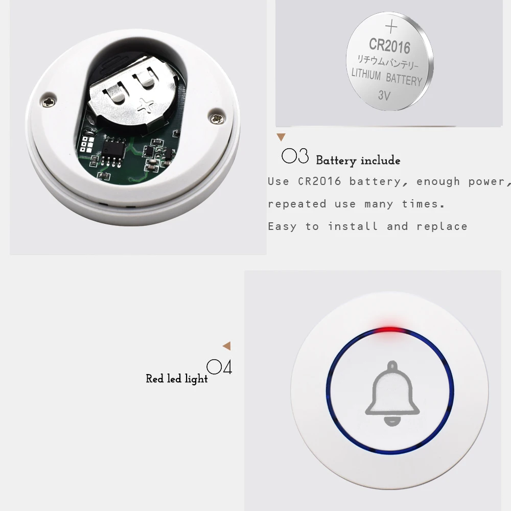 SMG-251 Bell Logo Round Wall Switcher Doorbell Remote Control 433Mhz Paste EV1527 Learning Code Works with Smart Module