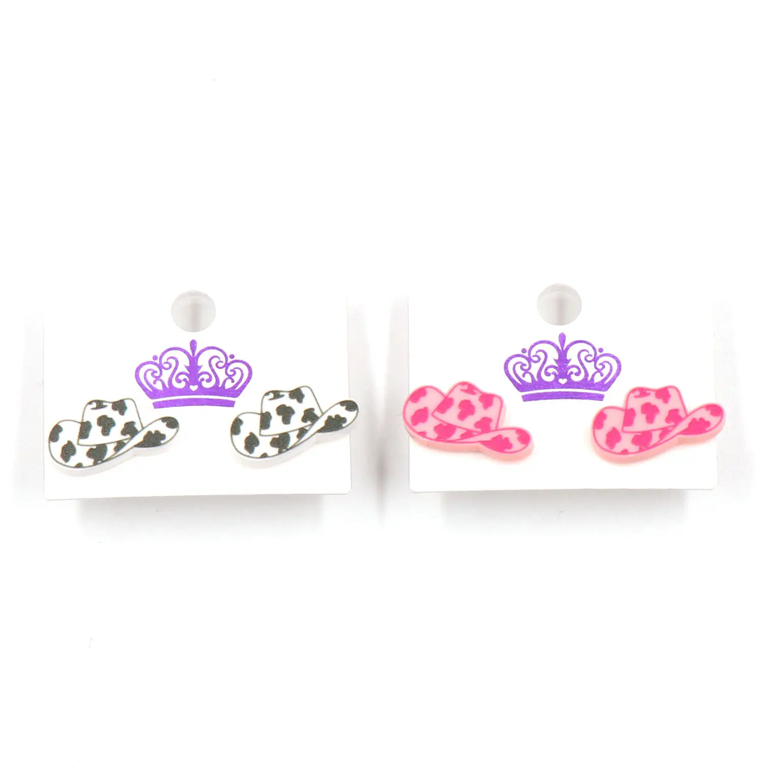 Эрс899er1952 1 пара новый продукт сережки-гвоздики для женщин ковбойская шляпа с принтом коровы Модные Акриловые Украшения