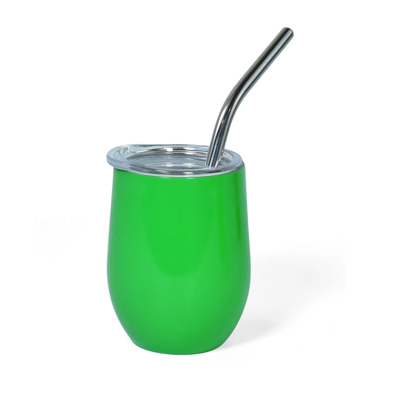 Wholesale Sublimation 3oz Mini Wine Tumbler 4 Mixed Color Double Wall Stainless Steel Tumbler Cup With Lid And Straw