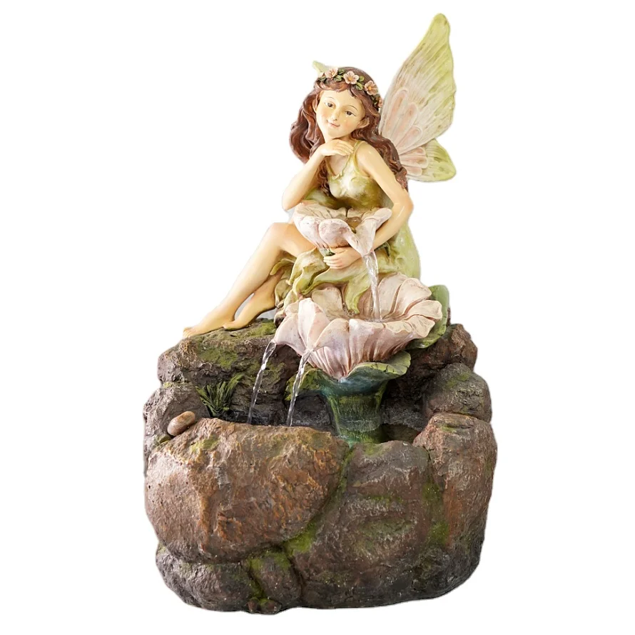 Solar Angel Mushroom water fountain outdoor garden floor water feature decoration