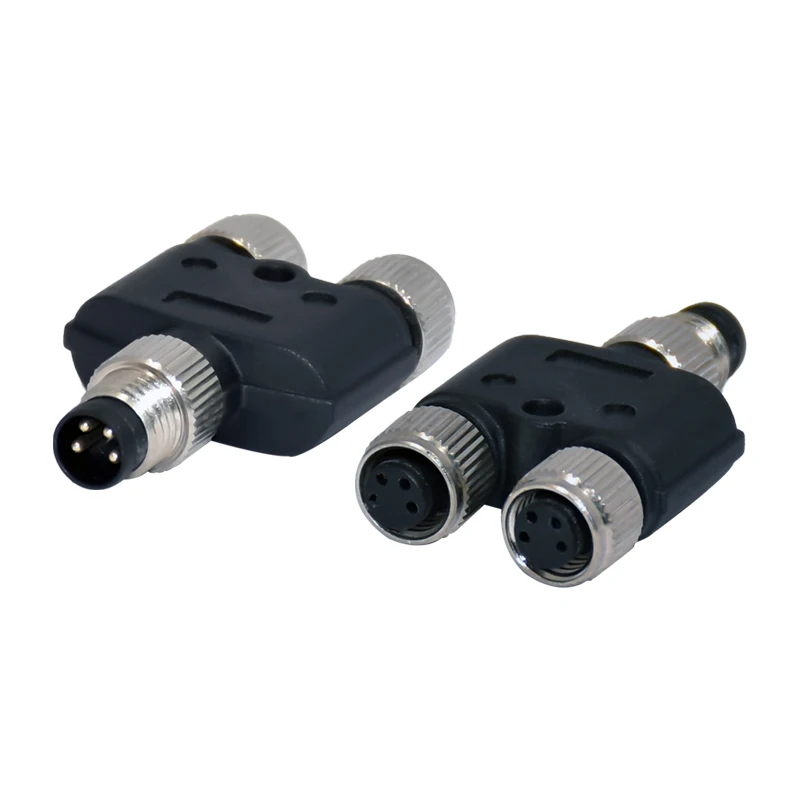 M8 Cable Splitter Y Type 4 Pin Male to Double Female Adapter