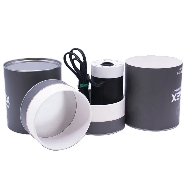 Custom Printed Biodegradable Cardboard Tube Round Electronic Product Box Cylindrical Tube Paper Jar With Metal Bottom