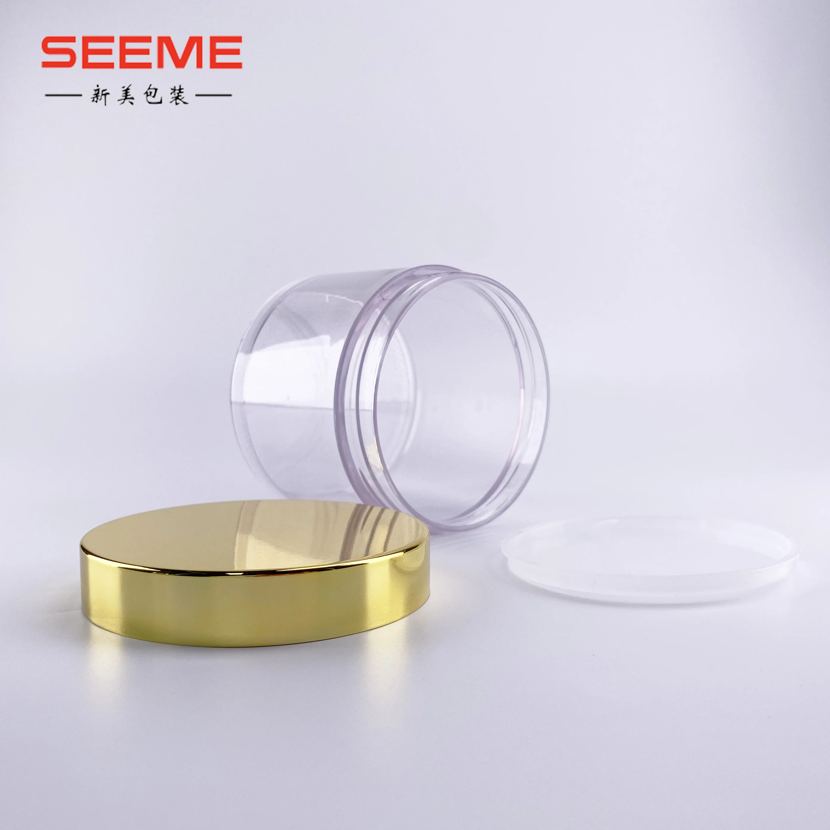 8oz Packaging Container Cosmetics Transparent PETG jar with gold cap for Hair Cream products