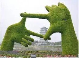 Colorful Artificial Grass Simulation Grass Green Flocking Cat Puppy Artificial Animal Figurines Ornaments for Decor