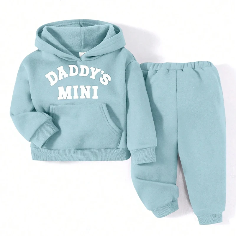 Bamboo cotton kids hoodie set fleece children tracksuit custom sweatsuit set kids clothing set organic children streetwear