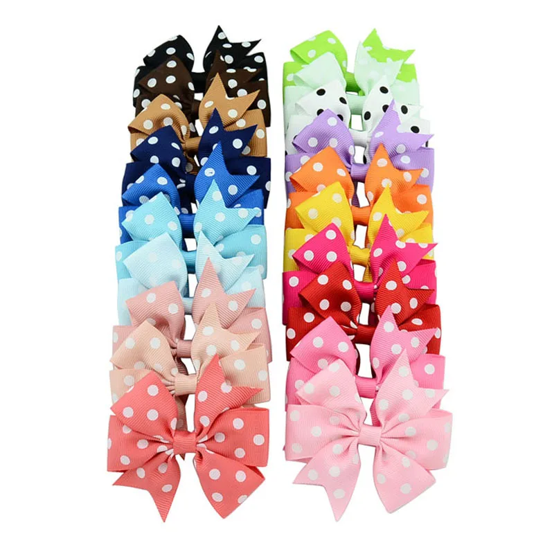 Cute Kids Hair Bows Spotted Rib Bow Hairpin Sweet Hairgrips Popular In America And Europe